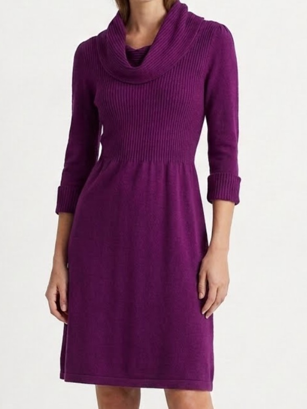 Cowl Neck Knit Sweater Dress